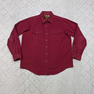 Vintage Eddie Bauer Shirt Mens XL T Red Cotton Nap Heavy Flannel Outdoor Lodge